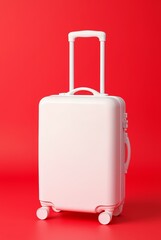 A Sleek White Suitcase on a Vibrant Red Background, Ideal for Travel Enthusiasts Seeking Stylish Luggage