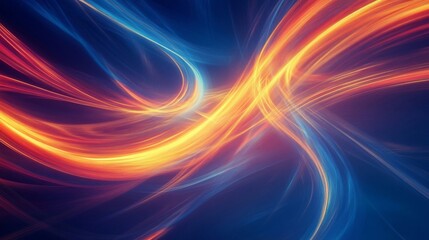 Obraz premium Abstract Intertwining Orange and Blue Light Streaks on a Dark Background