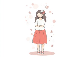 Mother's Day Festival, full body, a hand-drawn kawaii style, white background