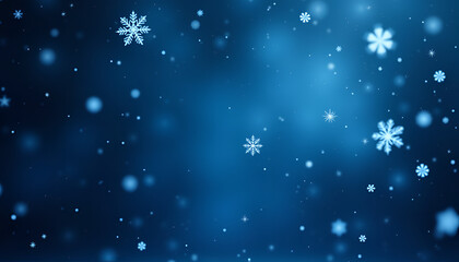 alling snowflakes on a dark blue abstract winter background creating a serene atmosphere