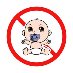 No Baby Sign on White Background