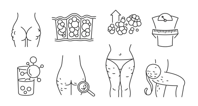 Cellulite outline icon. Gynoid lipodystrophy linear pictogram.