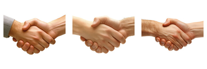 Handshaking gesture isolated on transparent PNG background image perfect for business-themed...
