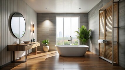 Fototapeta premium Modern small bathroom with silhouette decor