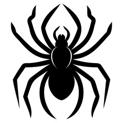 Black widow spider black silhouette vector art illustration Isolated on Transparent background