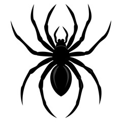 Black widow spider black silhouette vector art illustration Isolated on Transparent background