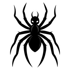 Black widow spider black silhouette vector art illustration Isolated on Transparent background