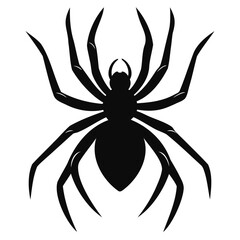 Black widow spider black silhouette vector art illustration Isolated on Transparent background