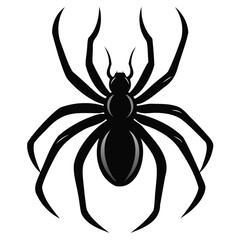 Black widow spider black silhouette vector art illustration Isolated on Transparent background