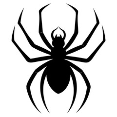 Black widow spider black silhouette vector art illustration Isolated on Transparent background
