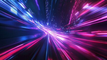 Obraz premium A Nighttime Perspective of a High-Speed Chase Through Neon-Lit City Streets