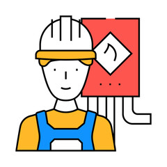technician gas service line icon vector. technician gas service sign. isolated symbol illustration