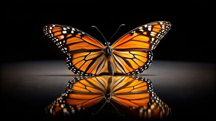 Fototapeta premium Monarch butterfly on black background