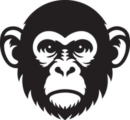 Cute Monkey face silhouette Vector art illustration
