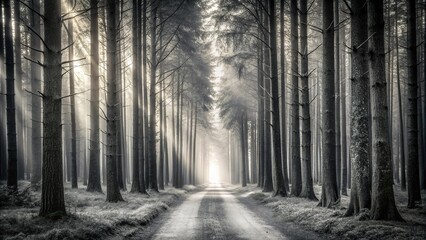 Fototapeta premium monochrome forest path with tilted angle