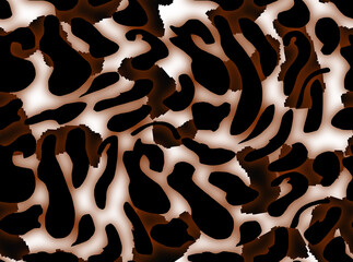 Seamless Endless Hand Painting Watercolor Abstract leopard Animal Skin Geometric Print Pattern Colorful Tie Dye Background
