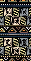 Abstract hand drawn seamless pattern with geometric and brush painted elements. brush textured colorful background. Modern poster, card, textile, wallpaper template, wrapping paper designs.
