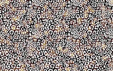 Seamless Endless Hand Painting Watercolor Abstract leopard Animal Skin Geometric Print Pattern Colorful Tie Dye Background
