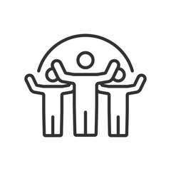 Teamwork, in line design. Teamwork, collaboration, team building, partnership, cooperation, group work, unity on white background vector. Teamwork, in line design editable stroke icon
