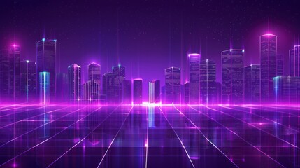 Fototapeta premium Futuristic Cityscape with Neon Lights