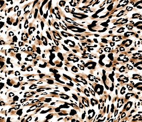 Seamless Endless Hand Painting Watercolor Abstract leopard Animal Skin Geometric Print Pattern Colorful Tie Dye Background

