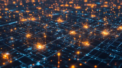 Obraz premium Abstract Digital Network with Glowing Lights Futuristic Technology Background