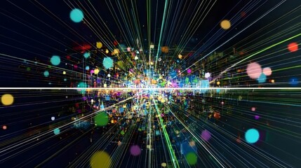 Obraz premium Abstract Colorful Lines and Bokeh Lights Background