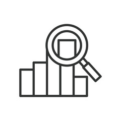 Analysis, in line design. Analysis, data, research, evaluation, assessment, insights, interpretation on white background vector. Analysis, in line design editable stroke icon