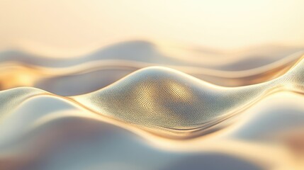 Smooth, abstract waves of gold flowing across a shimmering surface, with soft light and gradients creating a luxurious background