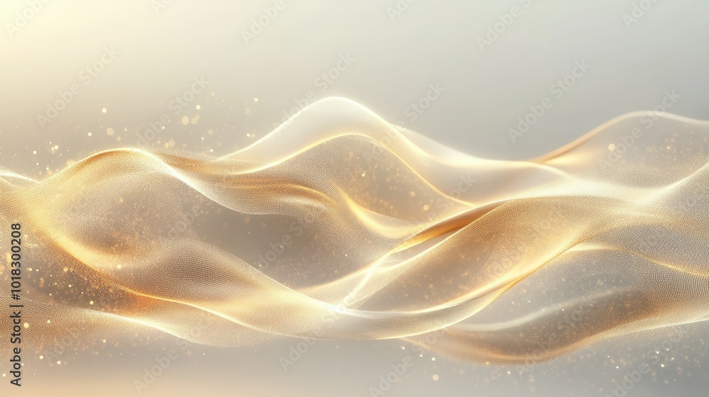 Aufkleber smooth golden waves creating an abstract flowing design, with glowing light highlights and soft grad