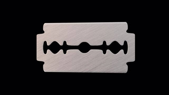 3D Razor Blade Rotating on a Transparent Background. Seamless Loop. 4K