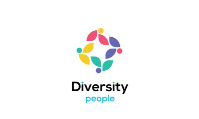 Diversity people team family colourful logo vector icon symbol	