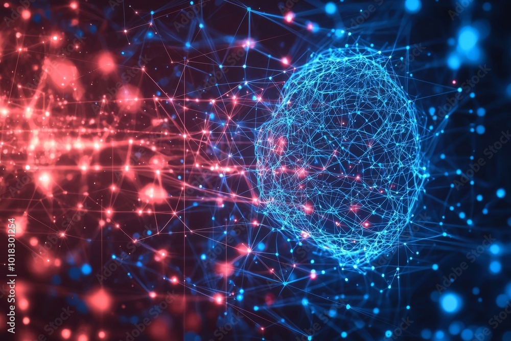 Wall mural digital technology background of data and network