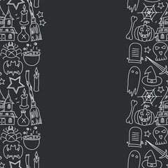 Halloween background with place for text. Cartoon Halloween frame