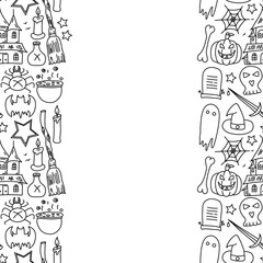 Halloween background with place for text. Cartoon Halloween frame