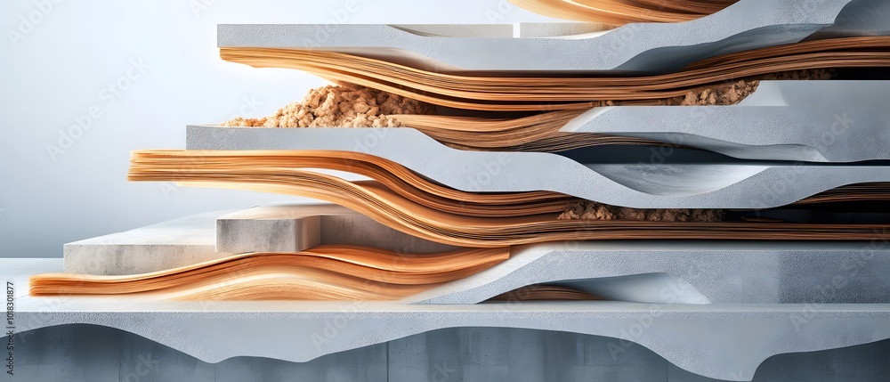 Aufkleber abstract architecture with wavy layers.
