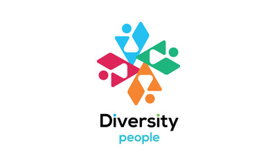 Diversity people team family colourful logo vector icon symbol	