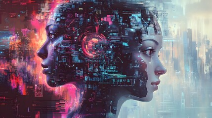 95. A digital art piece depicting the collaboration between virtual assistants globally