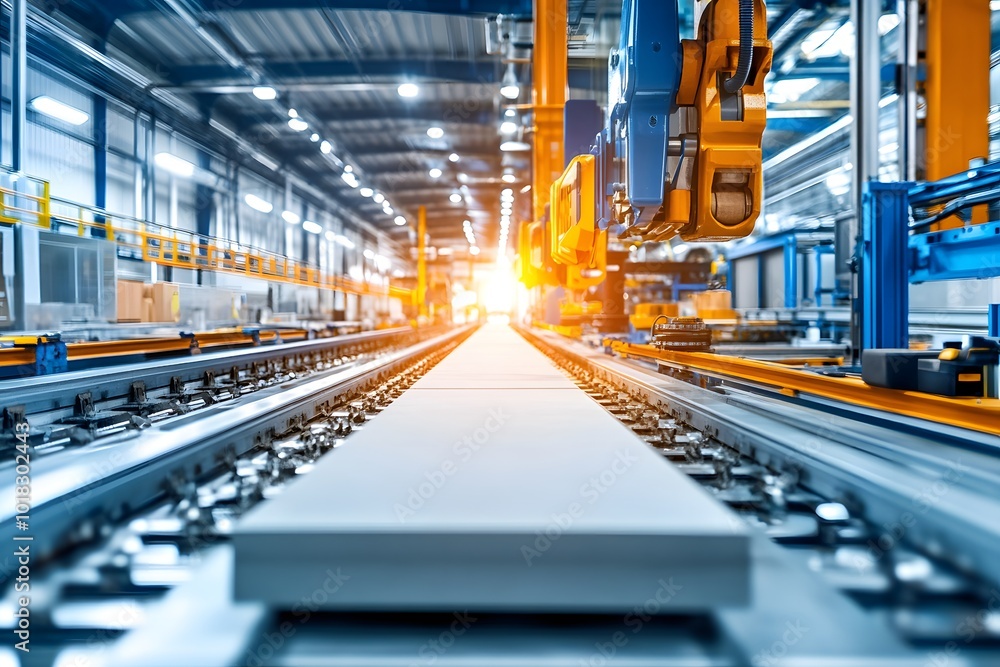 Poster Automated Production Line in a Modern Factory.