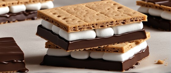 Stacked S'mores with Melted Chocolate