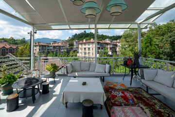 Sofa in the villa rooftop garden