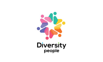 Diversity people team family colourful logo vector icon symbol	