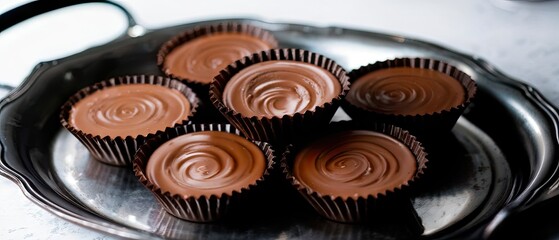 Chocolate Cups on a Silver Tray