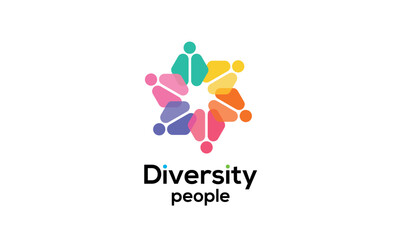 Diversity people team family colourful logo vector icon symbol	