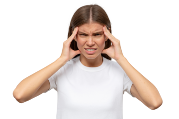 Young woman suffering from headache or migraine