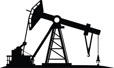 Oil pumpjack silhouette, illustration on white background.