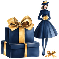 Parisian Christmas Clipart Vector Illustration