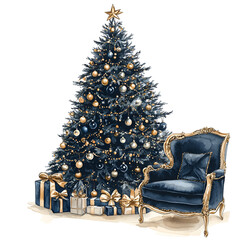 Parisian Christmas Clipart Vector Illustration