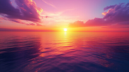 Vibrant Ocean Sunset with Orange and Purple Sky Reflections on Calm Waters