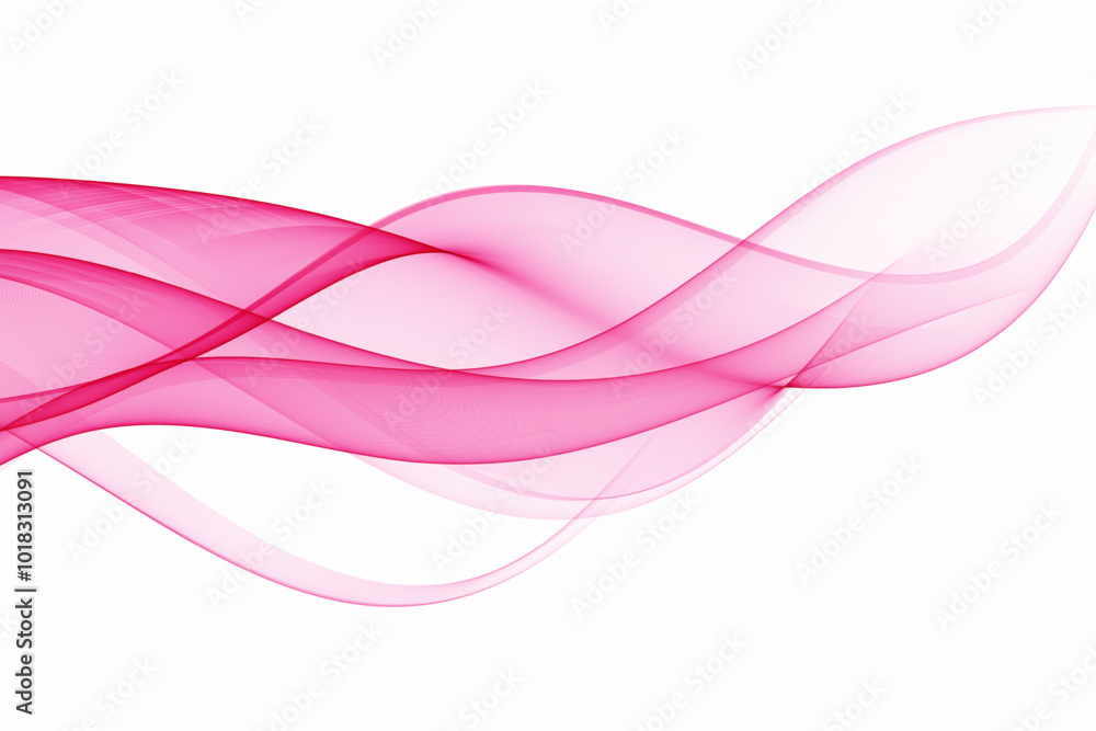 Poster wave vector element with pink lines. curved wave motion flow on white background.
